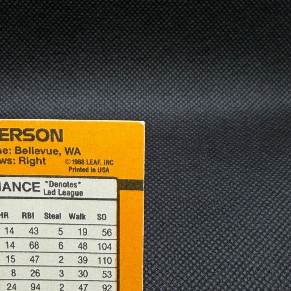 Dave Henderson 1989 Donruss #450c Error Card Leaf Inc No Period Athletics NM